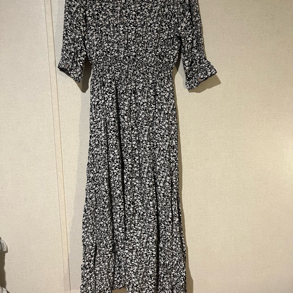 Floral Black and White Dress